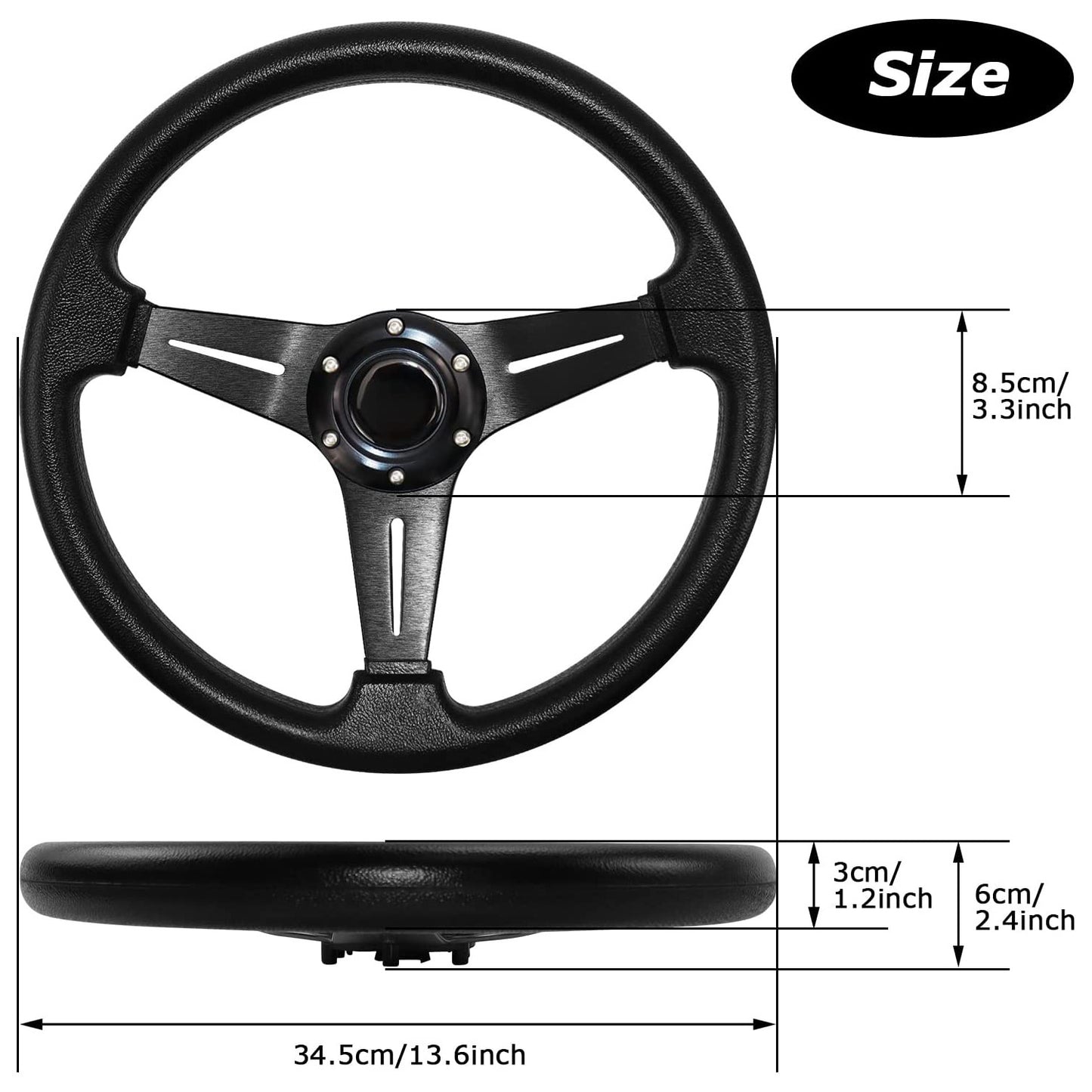 Adecuado para volante modificado universal de coche de 14 pulgadas de cuero PU