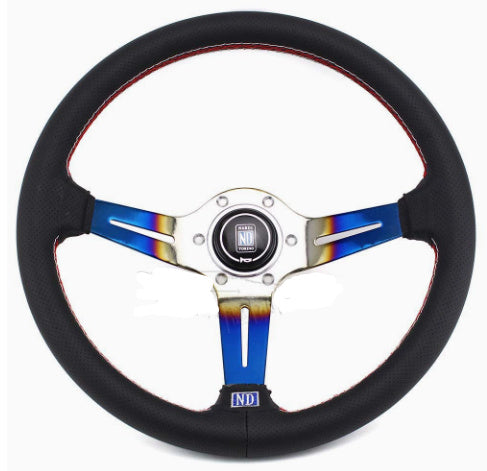 Adecuado para volante modificado universal de coche de 14 pulgadas de cuero PU