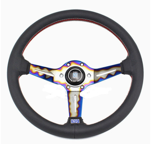 Adecuado para volante modificado universal de coche de 14 pulgadas de cuero PU